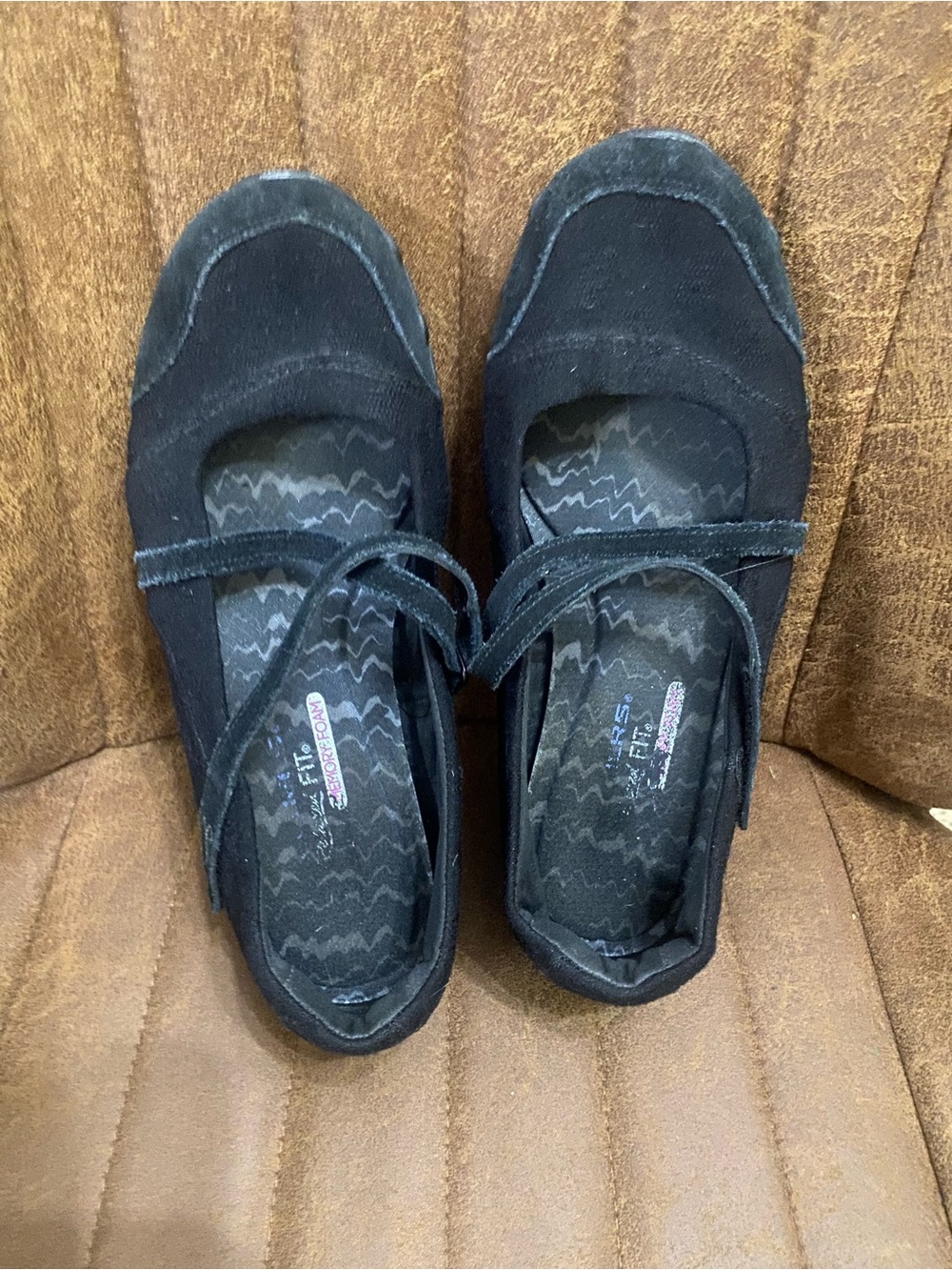 Skechers Black Mary Jane Casual Flats with Strap